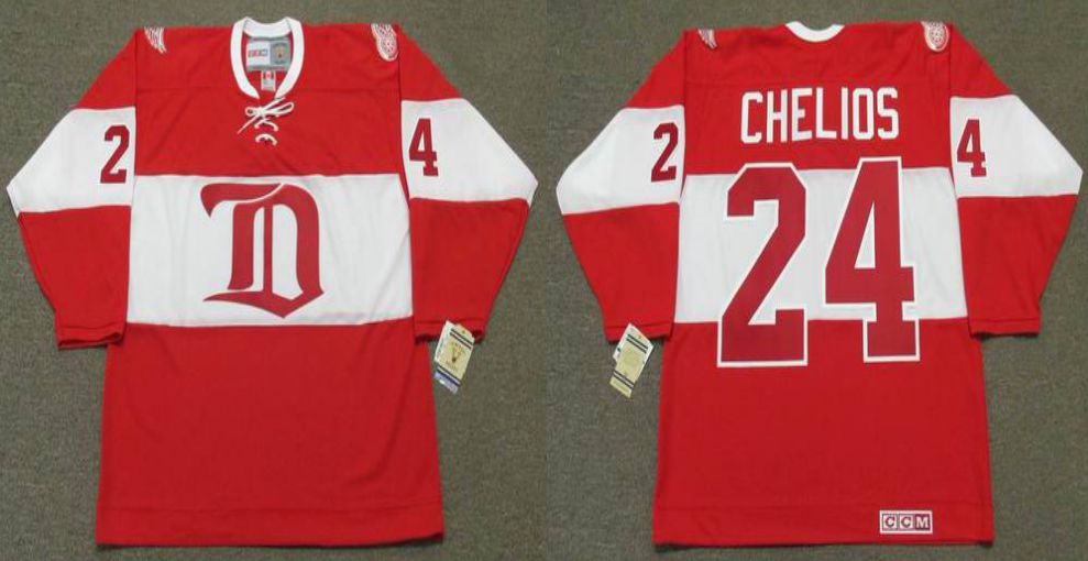 2019 Men Detroit Red Wings 24 Chelios Red CCM NHL jerseys